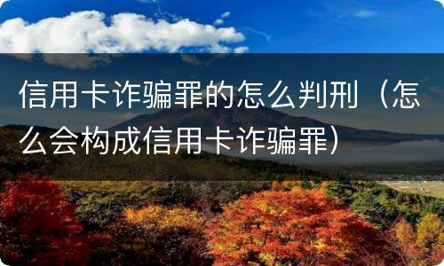 信用卡诈骗罪的怎么判刑（怎么会构成信用卡诈骗罪）