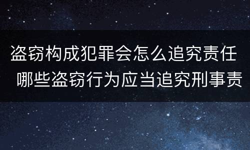盗窃构成犯罪会怎么追究责任 哪些盗窃行为应当追究刑事责任