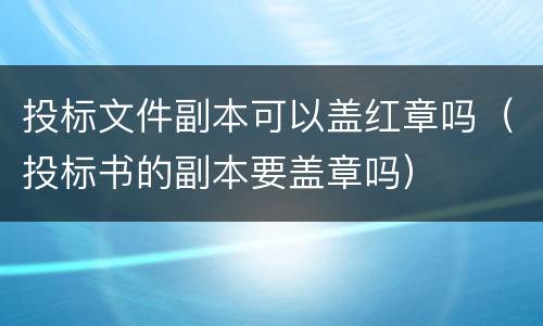 投标文件副本可以盖红章吗（投标书的副本要盖章吗）