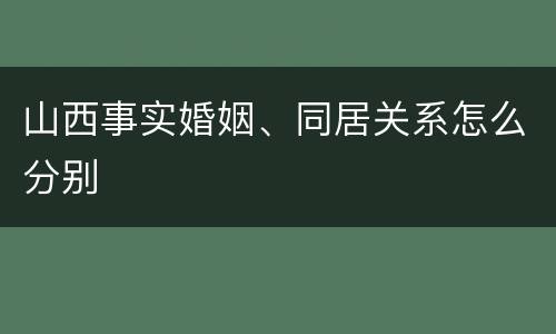 山西事实婚姻、同居关系怎么分别