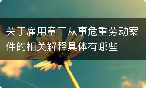 关于雇用童工从事危重劳动案件的相关解释具体有哪些