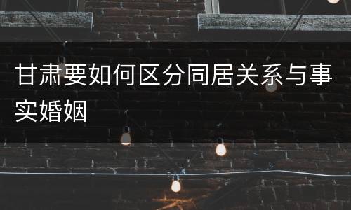 甘肃要如何区分同居关系与事实婚姻
