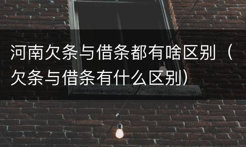 河南欠条与借条都有啥区别（欠条与借条有什么区别）
