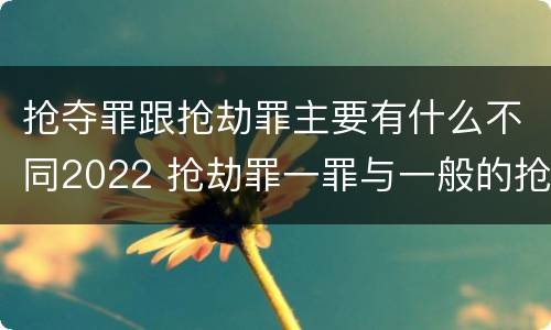 抢夺罪跟抢劫罪主要有什么不同2022 抢劫罪一罪与一般的抢劫罪区别