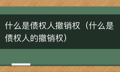 什么是债权人撤销权（什么是债权人的撤销权）