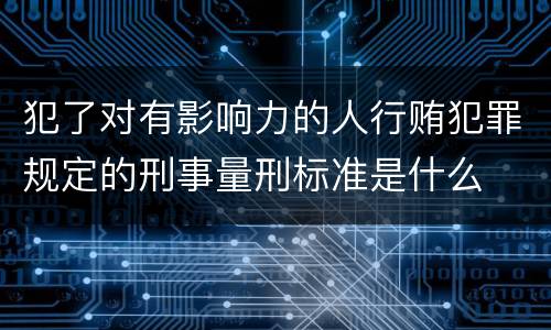 犯了对有影响力的人行贿犯罪规定的刑事量刑标准是什么