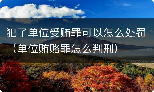 犯了单位受贿罪可以怎么处罚（单位贿赂罪怎么判刑）