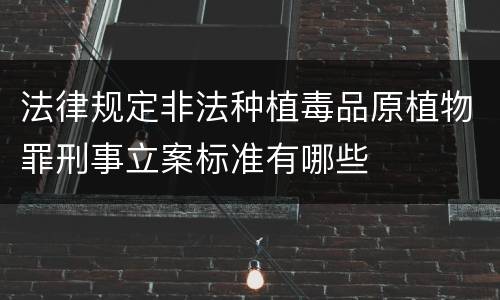 法律规定非法种植毒品原植物罪刑事立案标准有哪些