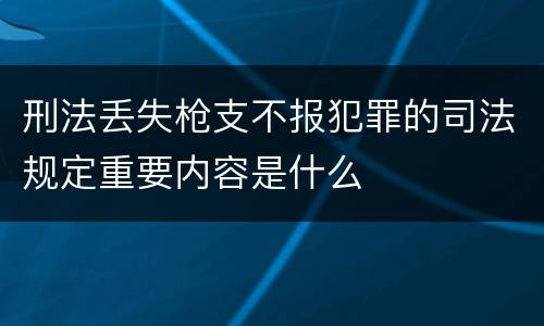 刑法丢失枪支不报犯罪的司法规定重要内容是什么