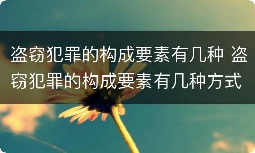 盗窃犯罪的构成要素有几种 盗窃犯罪的构成要素有几种方式