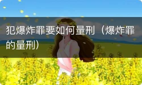 犯爆炸罪要如何量刑（爆炸罪的量刑）