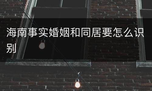 海南事实婚姻和同居要怎么识别