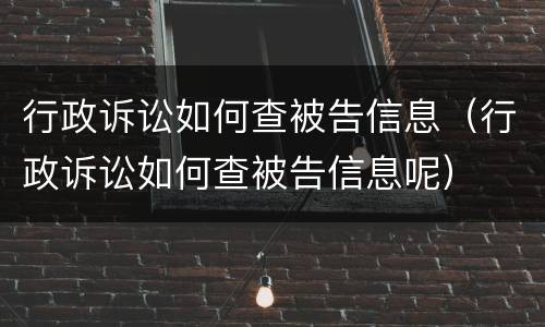 行政诉讼如何查被告信息（行政诉讼如何查被告信息呢）