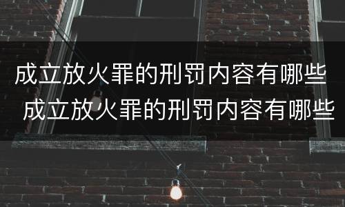 成立放火罪的刑罚内容有哪些 成立放火罪的刑罚内容有哪些规定