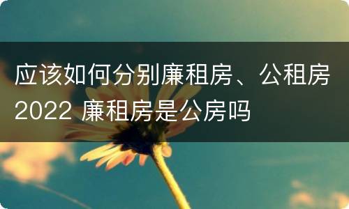 应该如何分别廉租房、公租房2022 廉租房是公房吗