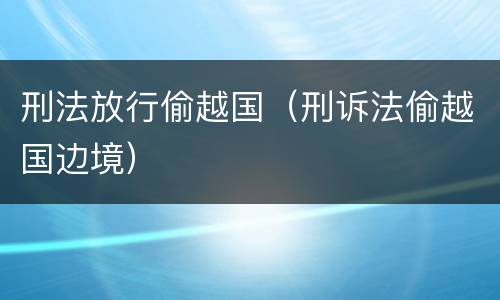 刑法放行偷越国（刑诉法偷越国边境）