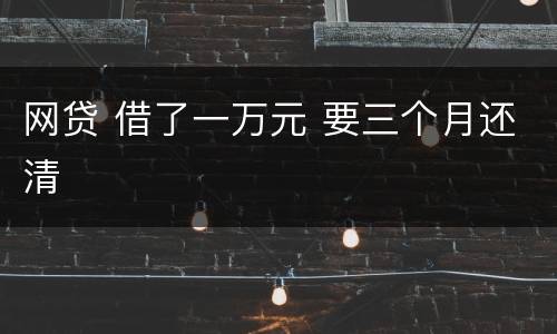 网贷 借了一万元 要三个月还清