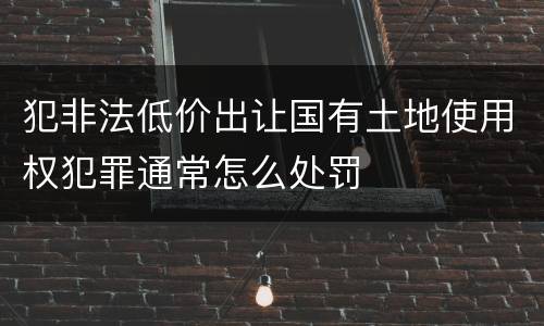 犯非法低价出让国有土地使用权犯罪通常怎么处罚