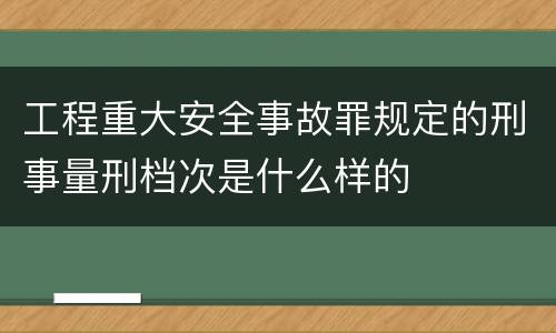工程重大安全事故罪规定的刑事量刑档次是什么样的