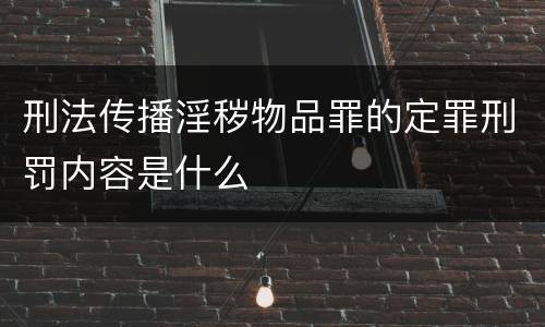 刑法传播淫秽物品罪的定罪刑罚内容是什么