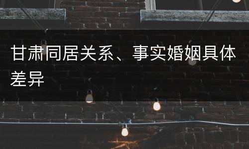 甘肃同居关系、事实婚姻具体差异