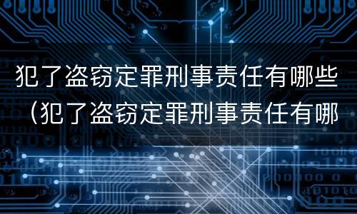 犯了盗窃定罪刑事责任有哪些（犯了盗窃定罪刑事责任有哪些）