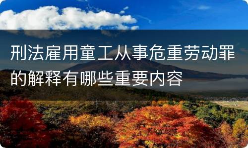 刑法雇用童工从事危重劳动罪的解释有哪些重要内容