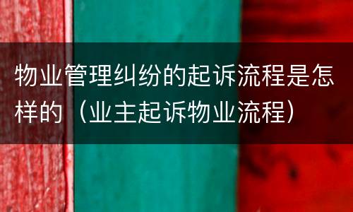 物业管理纠纷的起诉流程是怎样的（业主起诉物业流程）