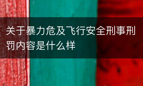 关于暴力危及飞行安全刑事刑罚内容是什么样