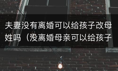 夫妻没有离婚可以给孩子改母姓吗（没离婚母亲可以给孩子改姓吗）