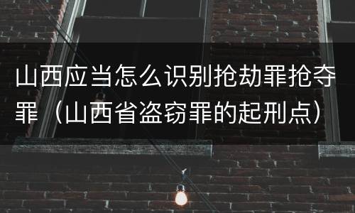 山西应当怎么识别抢劫罪抢夺罪（山西省盗窃罪的起刑点）