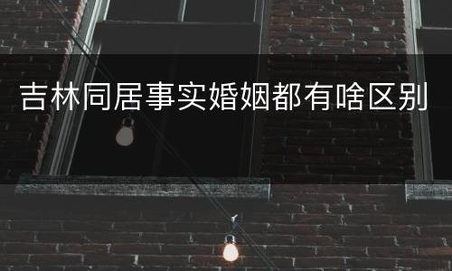 吉林同居事实婚姻都有啥区别