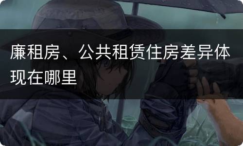 廉租房、公共租赁住房差异体现在哪里