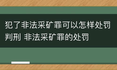 犯了非法采矿罪可以怎样处罚判刑 非法采矿罪的处罚