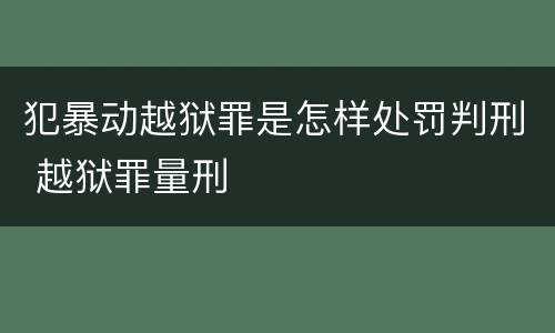 犯暴动越狱罪是怎样处罚判刑 越狱罪量刑