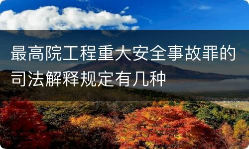 最高院工程重大安全事故罪的司法解释规定有几种
