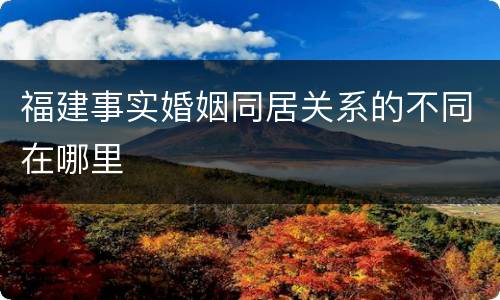 福建事实婚姻同居关系的不同在哪里