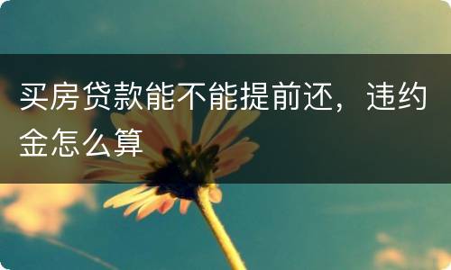 买房贷款能不能提前还，违约金怎么算