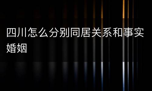 四川怎么分别同居关系和事实婚姻