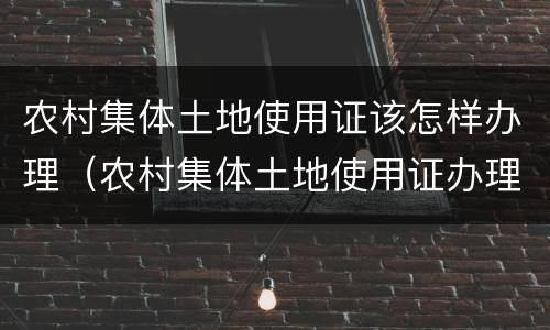 农村集体土地使用证该怎样办理（农村集体土地使用证办理程序）