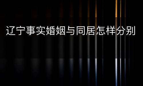 辽宁事实婚姻与同居怎样分别