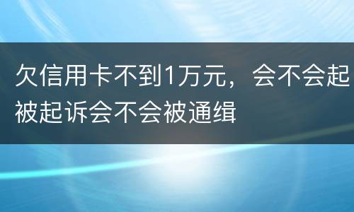 欠信用卡不到1万元，会不会起被起诉会不会被通缉