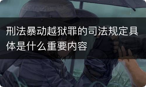 刑法暴动越狱罪的司法规定具体是什么重要内容