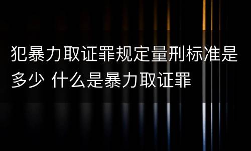 犯暴力取证罪规定量刑标准是多少 什么是暴力取证罪