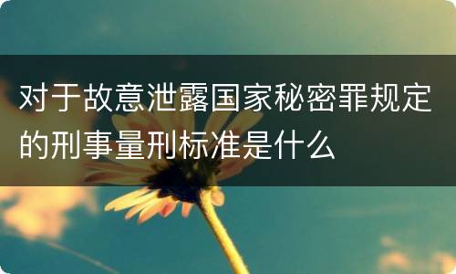 对于故意泄露国家秘密罪规定的刑事量刑标准是什么