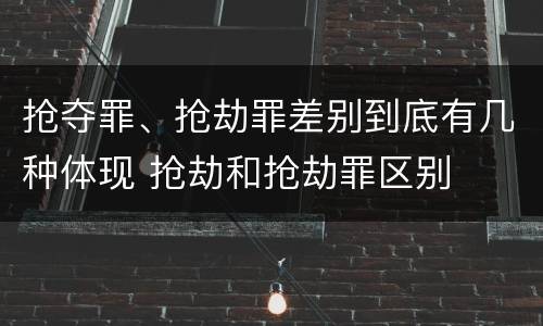 抢夺罪、抢劫罪差别到底有几种体现 抢劫和抢劫罪区别