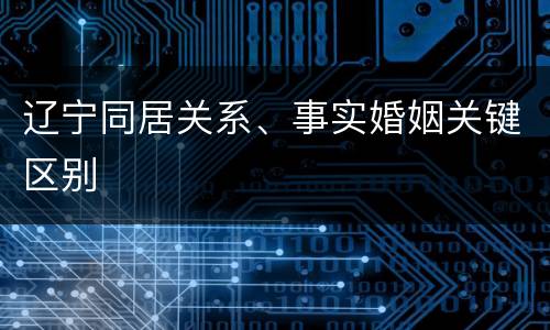 辽宁同居关系、事实婚姻关键区别