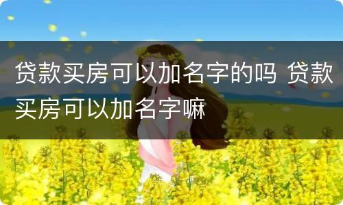 贷款买房可以加名字的吗 贷款买房可以加名字嘛