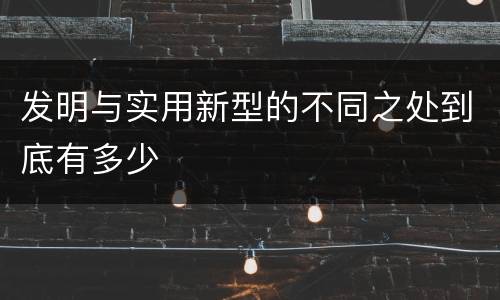 发明与实用新型的不同之处到底有多少