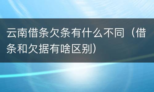 云南借条欠条有什么不同（借条和欠据有啥区别）